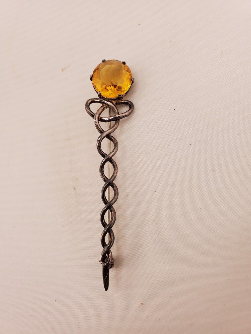 Sterling Citrine Scottish Knot Kilt Pin